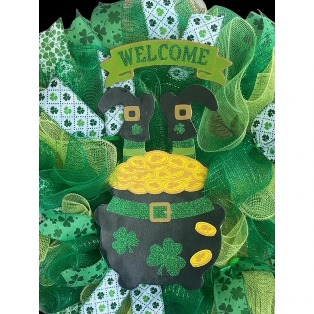 Handmade Mesh Saint Patrick's Day Wreath